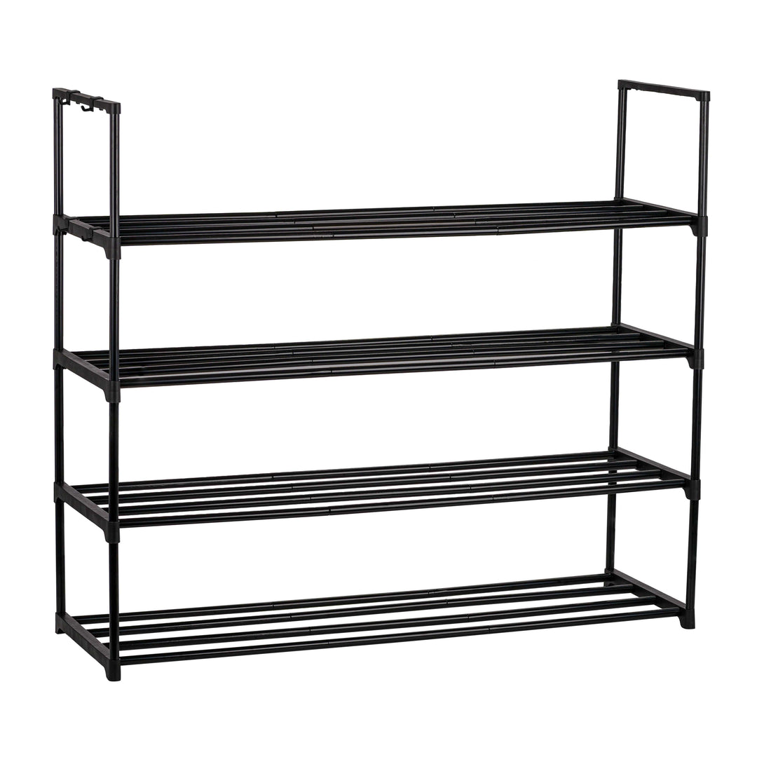 4 Tier, 36" Wide Metal Shoe Rack for Front Door Entrance, Sturdy Long Shoe Organizer for Closet, Bedroom, Entryway, Garage, Black Metal Shoe Shelf, Holds Up to 20 Pairs